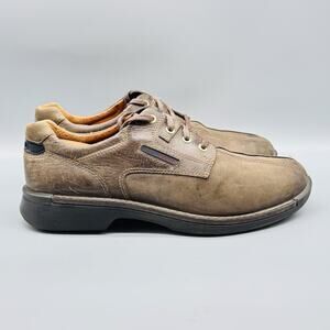 Ecco Shoes Mens 10.5 Brown Leather Light Shock Point Casual Lace Up Walking